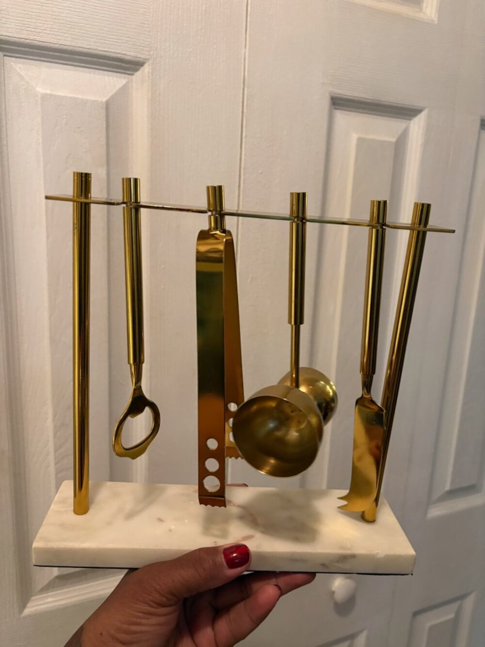5pc Stainless Steel Bar Tool Set Gold & Marble - Threshold™